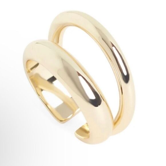 NWT Loren Stewart X Curateur Women’s 14k Gold Plated Deux Open Band Ring. Size 7 - Picture 3 of 7